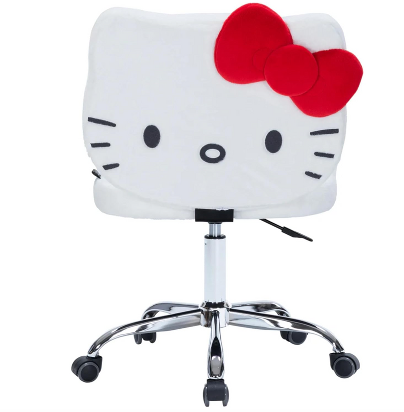 Impressions Vanity Hello Kitty Kawaii Swivel Vanity Chair for Makeup Room, Adjustable Height Cute Desk Chair with Wheels Rolling, Comfy Polyurethane Foam Back Armless Chair for Dorm (White) IMPRESSIONSVANITY%C2%B7COMPANY