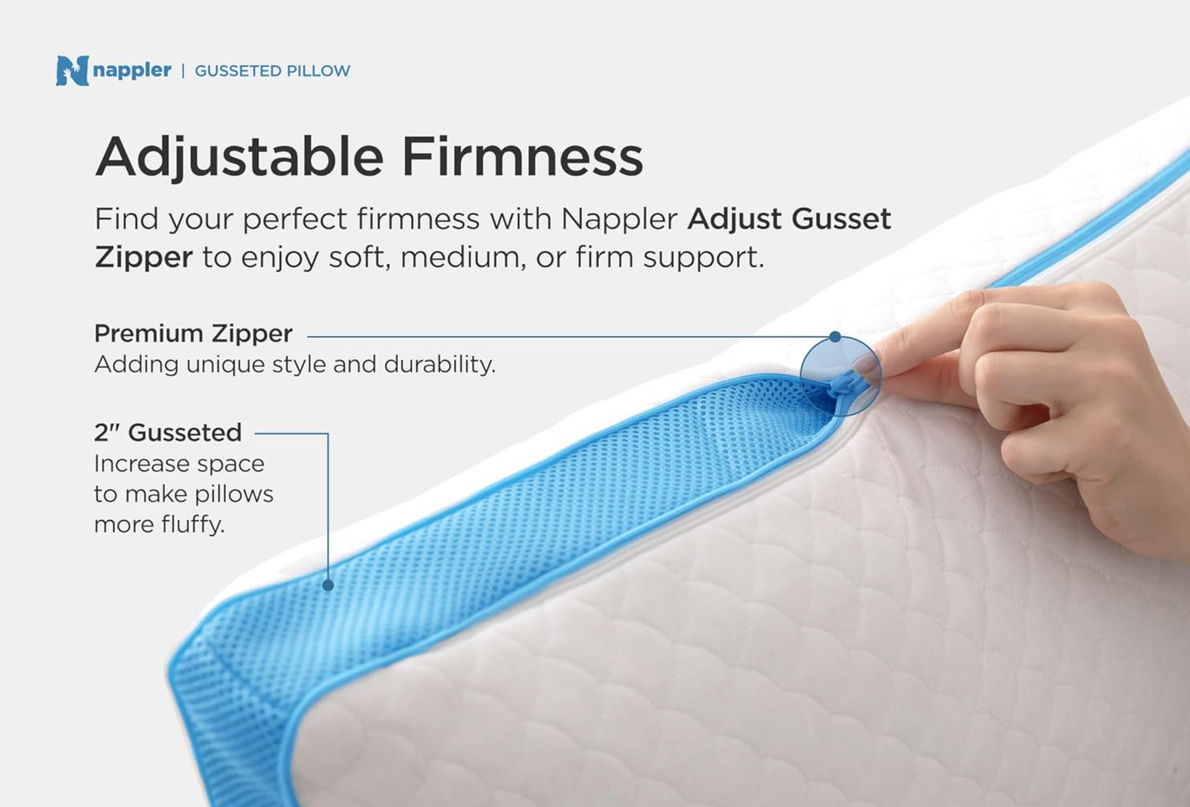 Side and Back Sleeper Pillow for Neck and Shoulder Pain Relief - Shredded Memory Foam Bed Pillow for Sleeping - 100% Adjustable Fill - Standard Size Modal Washable Case. Extra Fill Included - LeafyLoom