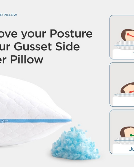 Side and Back Sleeper Pillow for Neck and Shoulder Pain Relief - Shredded Memory Foam Bed Pillow for Sleeping - 100% Adjustable Fill - Standard Size Modal Washable Case. Extra Fill Included - LeafyLoom