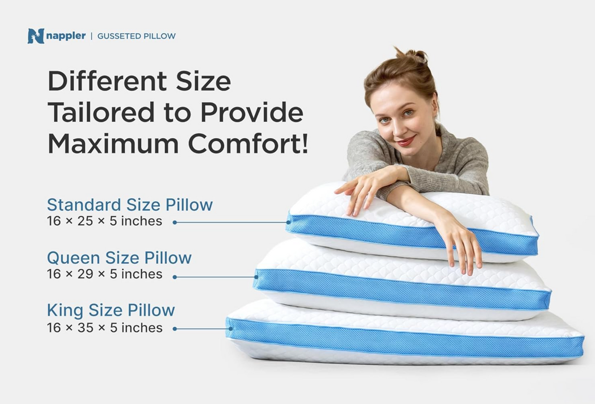 Side and Back Sleeper Pillow for Neck and Shoulder Pain Relief - Shredded Memory Foam Bed Pillow for Sleeping - 100% Adjustable Fill - Standard Size Modal Washable Case. Extra Fill Included - LeafyLoom