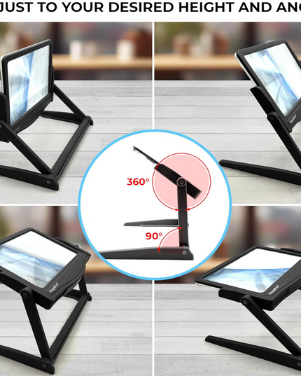 MAGNIPROS Patented 5X Large LED Page Magnifier with Detachable Stand | Eye Caring 3 Color Light Modes & Anti-Glare Lens to Reduce Eye Strain-Ideal for Reading Fine Print, Crafting, Low Vision Seniors - LeafyLoom