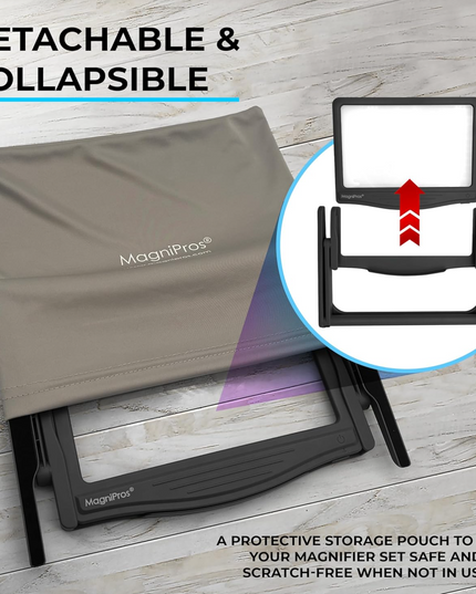 MAGNIPROS Patented 5X Large LED Page Magnifier with Detachable Stand | Eye Caring 3 Color Light Modes & Anti-Glare Lens to Reduce Eye Strain-Ideal for Reading Fine Print, Crafting, Low Vision Seniors - LeafyLoom