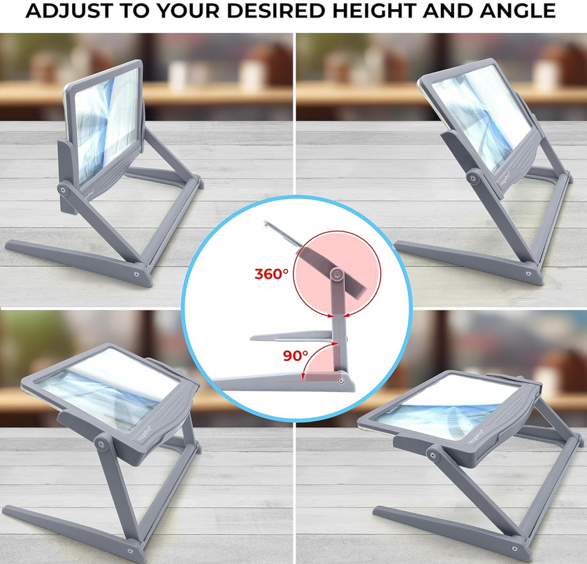 MAGNIPROS Patented 5X Large LED Page Magnifier with Detachable Stand | Eye Caring 3 Color Light Modes & Anti-Glare Lens to Reduce Eye Strain-Ideal for Reading Fine Print, Crafting, Low Vision Seniors - LeafyLoom