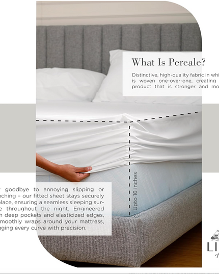 Linen Home 100% Cotton Percale Sheets Queen Size 4 Pc Cooling Set - White