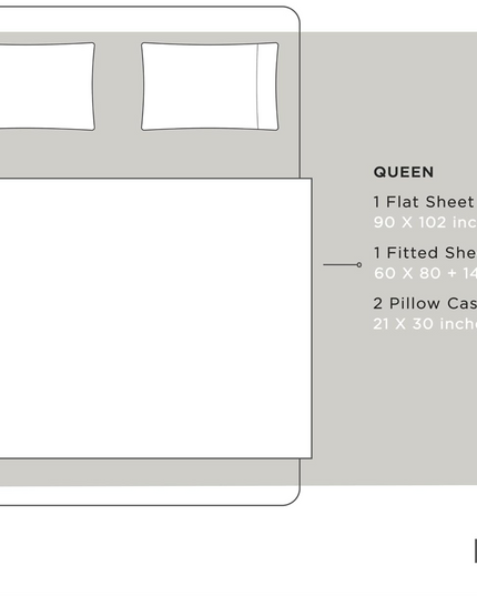 Linen Home 100% Cotton Percale Sheets Queen Size 4 Pc Cooling Set - White