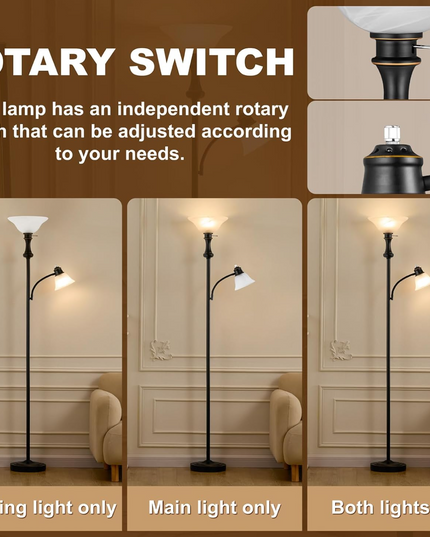 Elegant Designs LF2003-RBZ 2 Light Mother Daughter Floor Lamp with White Marble Glass,Restoration Bronze