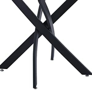 Tempered Glass Dining Table with Black Metal Legs, 47" Modern Rectangular Kitchen Table for Dining Room Kitchen,Black - LeafyLoom