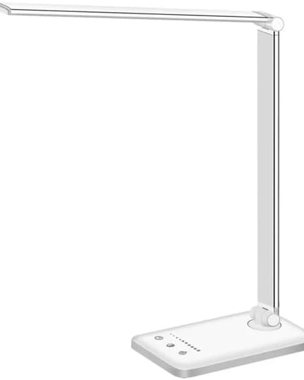 LED Desk Lamp Table Lamp Touch Control, 5 Color Temperature, Stepless Dimming, 30/60 Minutes Auto-Off Timer, Charger for USB, All Reading Room - LeafyLoom
