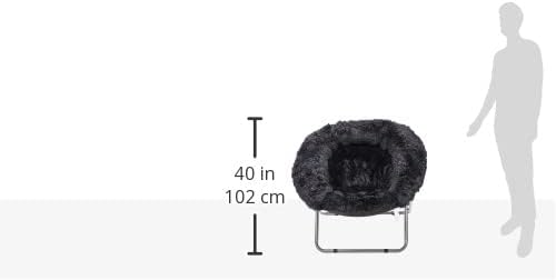 Oversized Mongolian Faux Fur Saucer Chair, Black - LeafyLoom