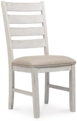 Signature Design by Ashley Skempton 20" Modern Farmhouse Dining Room Chair, 2 Count, Whitewash & Skempton Modern 24" Counter Height Upholstered Barstool, 2 Count, Whitewash - LeafyLoom