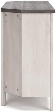 Signature Design by Ashley Dorrinson Modern Corner TV Stand with Fireplace Option & Fits TVs Up to 48 Inches, Whitewash & Gray - LeafyLoom