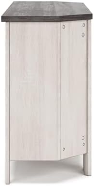 Signature Design by Ashley Dorrinson Modern Corner TV Stand with Fireplace Option & Fits TVs Up to 48 Inches, Whitewash & Gray - LeafyLoom