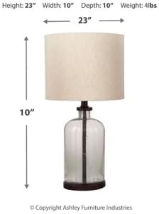 Signature Design by Ashley Bandile Modern Farmhouse 22.5" Seeded Glass Table Lamp, Bronze - LeafyLoom