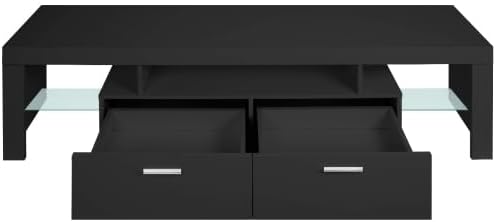 LED TV Stand for Televisions up to 65 inches, Entertainment Center and Media Console with Storage Drawers and Glass Shelves for Living Room, Bedroom - LeafyLoom