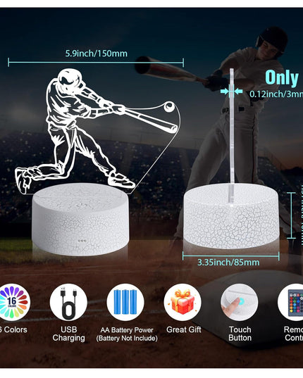Baseball Gifts for Boys Men Baseball Lamp Bedroom Baseball Decor with 7 Colors Changing Touch & Remote Control 3D Baseball Night Light Kids Christmas Birthday Gifts ZOKEA