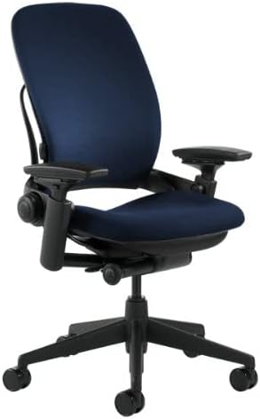 Steelcase Leap Office Chair, Black Frame and Buzz2 Navy Fabric - LeafyLoom