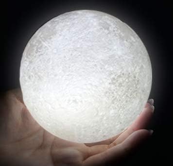 Moon Lamp - Unique Gift - 3D Print 3 Colors (Warn, Cool & Harvest) Lunar Lamp - Rechargeable and Touch Control Brightness (15cm) - LeafyLoom