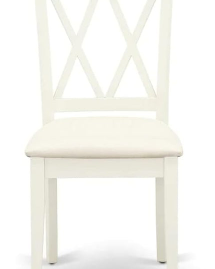 East West Furniture NDCL5-LWH-C Norden 5 Piece Room Set Includes a Rectangle Kitchen Table with Dropleaf and 4 Fabric Upholstered Dining Chairs, 30x48 Inch, Linen White - LeafyLoom