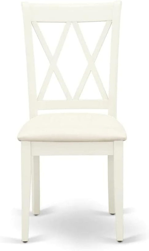 East West Furniture NDCL3-LWH-C Norden 3 Piece Room Set Contains a Rectangle Kitchen Table with Dropleaf and 2 Fabric Upholstered Dining Chairs, 30x48 Inch, Linen White - LeafyLoom