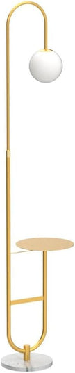 Floor Lamp with Shelf, Functional Bedside Lamp with Marble Table for Bedroom, Living Room or Office (with Mable Table) - LeafyLoom