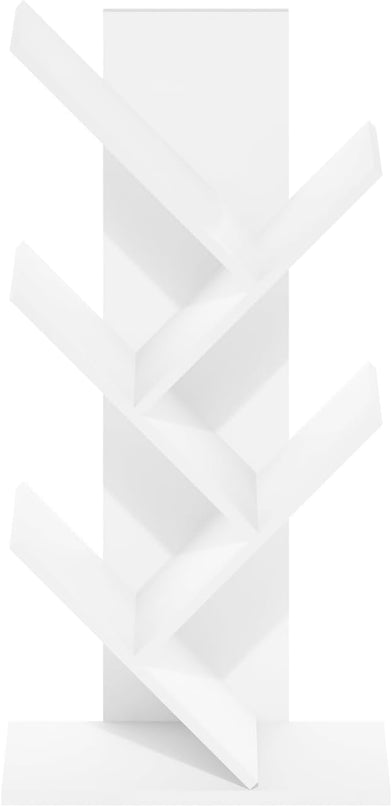 Furinno Tree Bookshelf 5-Tier Floor Standing Tree Bookcase, White - LeafyLoom