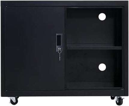 Metal Mobile Lateral File Cabinet, Storage Locker,Printer Stand with Open Storage Shelves for Office,School,Home,Living Room. (Black) - LeafyLoom