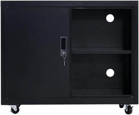 Metal Mobile Lateral File Cabinet, Storage Locker,Printer Stand with Open Storage Shelves for Office,School,Home,Living Room. (Black) - LeafyLoom
