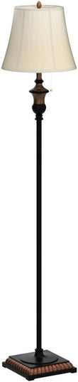 TOBUSA Traditional Floor Lamp, Classic Standing Lamp with Bronze Fabric Shade, Vintage Elegant Tall Pole Lamp for Living Room Bedroom Office Reading, Rustic Upright Floor Lights , Pull Chain Switch - LeafyLoom