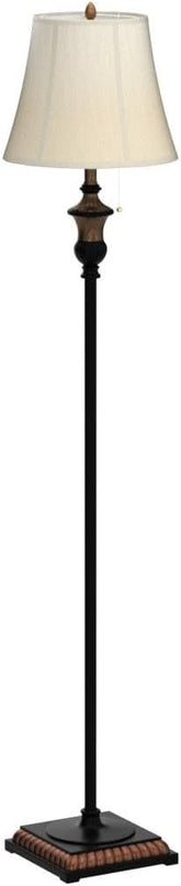 TOBUSA Traditional Floor Lamp, Classic Standing Lamp with Bronze Fabric Shade, Vintage Elegant Tall Pole Lamp for Living Room Bedroom Office Reading, Rustic Upright Floor Lights , Pull Chain Switch - LeafyLoom