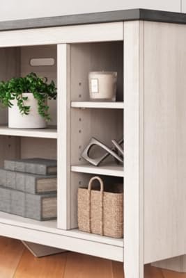Signature Design by Ashley Dorrinson Modern Corner TV Stand with Fireplace Option & Fits TVs Up to 48 Inches, Whitewash & Gray - LeafyLoom