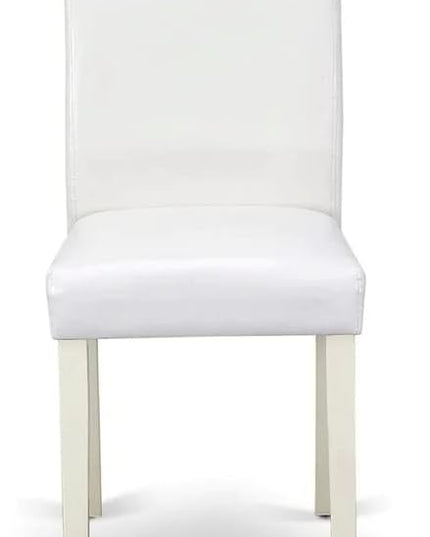 East West Furniture 1NDAB3-LWH-64 3 Piece Kitchen Set Contains a Rectangle Room Table with Dropleaf and 2 White Faux Leather Parsons Dining Chairs, 30x48 Inch - LeafyLoom
