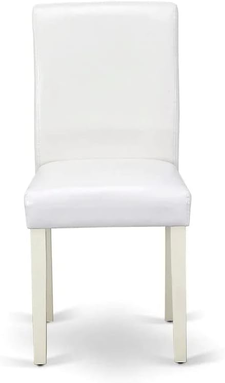 East West Furniture 1NDAB3-LWH-64 3 Piece Kitchen Set Contains a Rectangle Room Table with Dropleaf and 2 White Faux Leather Parsons Dining Chairs, 30x48 Inch - LeafyLoom