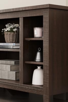 Signature Design by Ashley Camiburg Modern Corner TV Stand with Fireplace Option & Fits TVs Up to 48 Inches, Brown - LeafyLoom