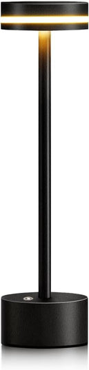 Cordless Metal Desk Lamp,Portable LED Table Lamp with Touch Sensor,3 Color Rechargeable Lamp,3-Levels Brightness Lamp,Night Light for Kids Nursery,Bedside Lamp,Dining Room Lamp (Black) - LeafyLoom