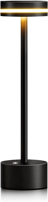Cordless Metal Desk Lamp,Portable LED Table Lamp with Touch Sensor,3 Color Rechargeable Lamp,3-Levels Brightness Lamp,Night Light for Kids Nursery,Bedside Lamp,Dining Room Lamp (Black) - LeafyLoom