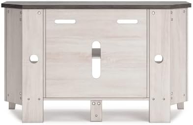 Signature Design by Ashley Dorrinson Modern Corner TV Stand with Fireplace Option & Fits TVs Up to 48 Inches, Whitewash & Gray - LeafyLoom