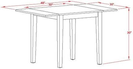 East West Furniture NDGA3-LWH-35 Norden 3 Piece Dinette Set for Small Spaces Contains a Rectangle Dining Table with Dropleaf and 2 Doeskin Fabric Upholstered Chairs, 30x48 Inch, Linen White - LeafyLoom