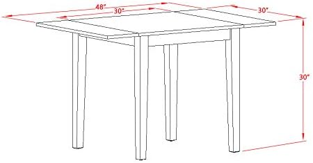 East West Furniture NDLA5-LWH-06 Norden 5 Piece Dinette Set for 4 Includes a Rectangle Room Table with Dropleaf and 4 Shitake Fabric Parsons Dining Chairs, 30x48 Inch, Linen White - LeafyLoom