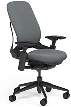 Steelcase Leap Office Chair, Black Frame and Buzz2 Grey Fabric - LeafyLoom