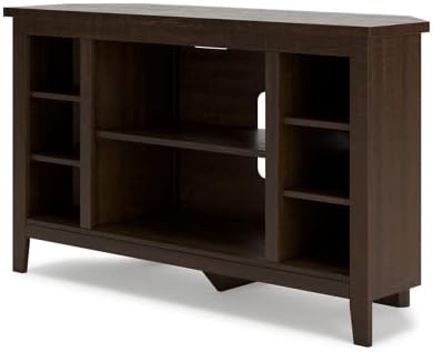 Signature Design by Ashley Camiburg Modern Corner TV Stand with Fireplace Option & Fits TVs Up to 48 Inches, Brown - LeafyLoom