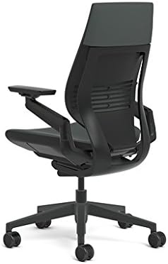 Steelcase Gesture Office Chair - Cogent: Connect Graphite Fabric, Low Seat Height, Wrapped Back, Dark on Dark Frame, Lumbar Support - LeafyLoom