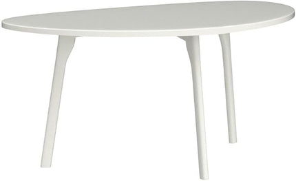 FIRMINANA Small White Oval Coffee Table for Small Space,Simple Modern Table for Small Apartment or Livingroom Corner,White,18.9" D x 33.47" W x 15.75" H - LeafyLoom