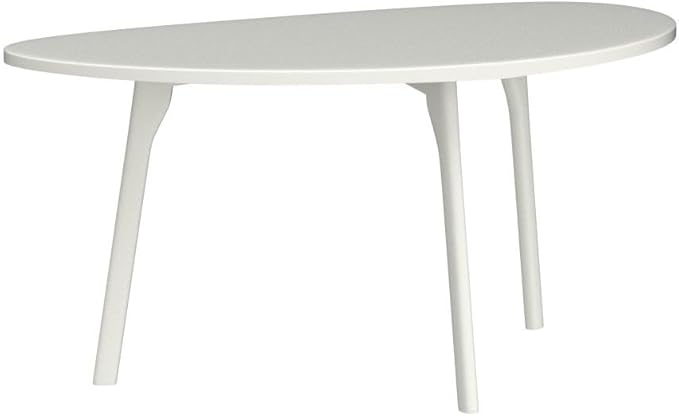 FIRMINANA Small White Oval Coffee Table for Small Space,Simple Modern Table for Small Apartment or Livingroom Corner,White,18.9" D x 33.47" W x 15.75" H - LeafyLoom