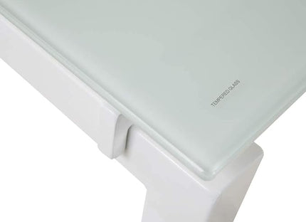 Signature Design by Ashley Baraga Contemporary Glass L-Shaped Home Office Desk, White - LeafyLoom