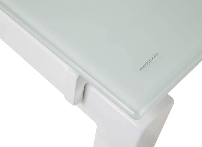 Signature Design by Ashley Baraga Contemporary Glass L-Shaped Home Office Desk, White - LeafyLoom
