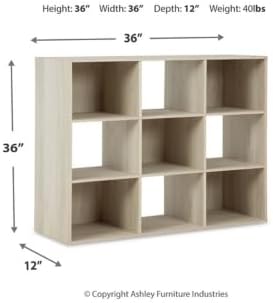 Signature Design by Ashley Socalle Modern 9 Cube Storage Organizer or Bookcase, Beige - LeafyLoom