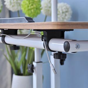 soges Mobile Standing DeskAdjustable Height, Roling Sit-Stand Desk, Small Standing Computer Desk Workstation on Wheels, Sit Stand Up Desk for Home Office, Oak - LeafyLoom