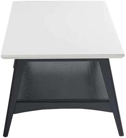 Madison Park Parker Table Modern Mid-Century Accent Living Room Furniture, 48" W x 24" D x 17" H, Off-White/Black - LeafyLoom