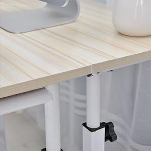soges Mobile Standing DeskAdjustable Height, Roling Sit-Stand Desk, Small Standing Computer Desk Workstation on Wheels, Sit Stand Up Desk for Home Office, White Maple - LeafyLoom