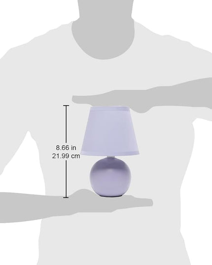 Simple Designs LT2008-PRP Mini Ceramic Globe Table Lamp with Matching Fabric Shade, Purple - LeafyLoom